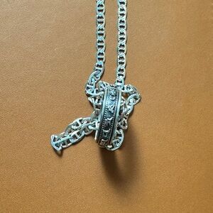 925 silver necklace and ring for man